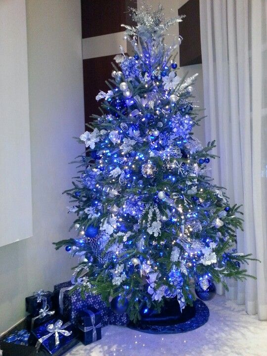 arboles de navidad 2017 decorados en azul