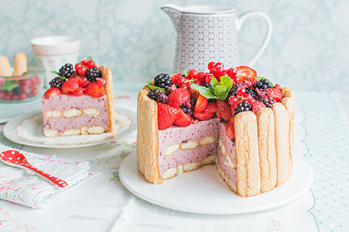 Tarta charlotte y mousse de fresa