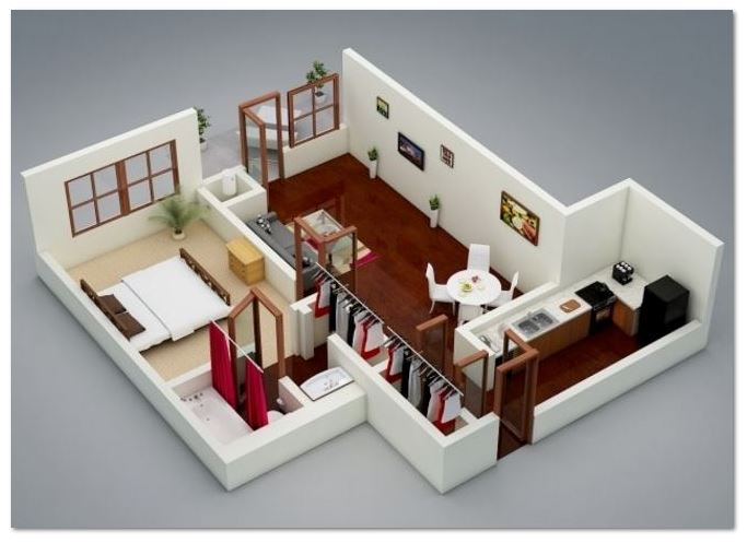 casas-cocina-comedor-una-pieza-y-bano-en-3d