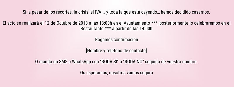 Textos para invitaciones de boda divertidos