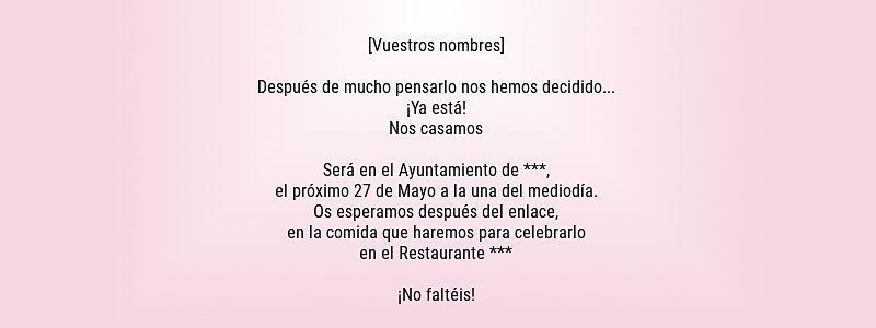 Textos para invitaciones de boda divertidos