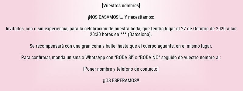 Textos para invitaciones de boda divertidos
