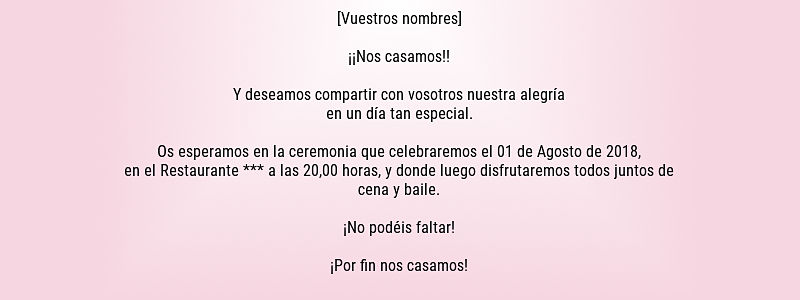 Textos para invitaciones de boda divertidos
