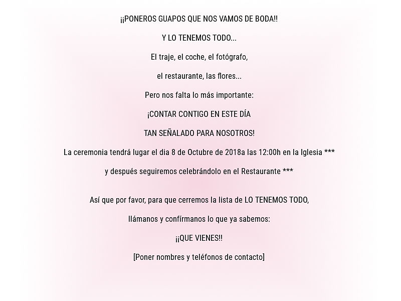 Textos para invitaciones de boda divertidos