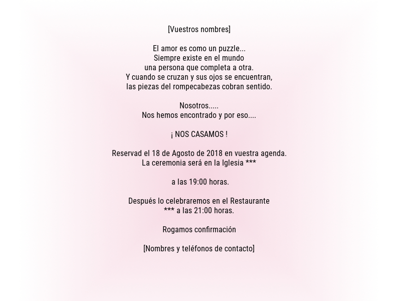 Textos para invitaciones de boda personales