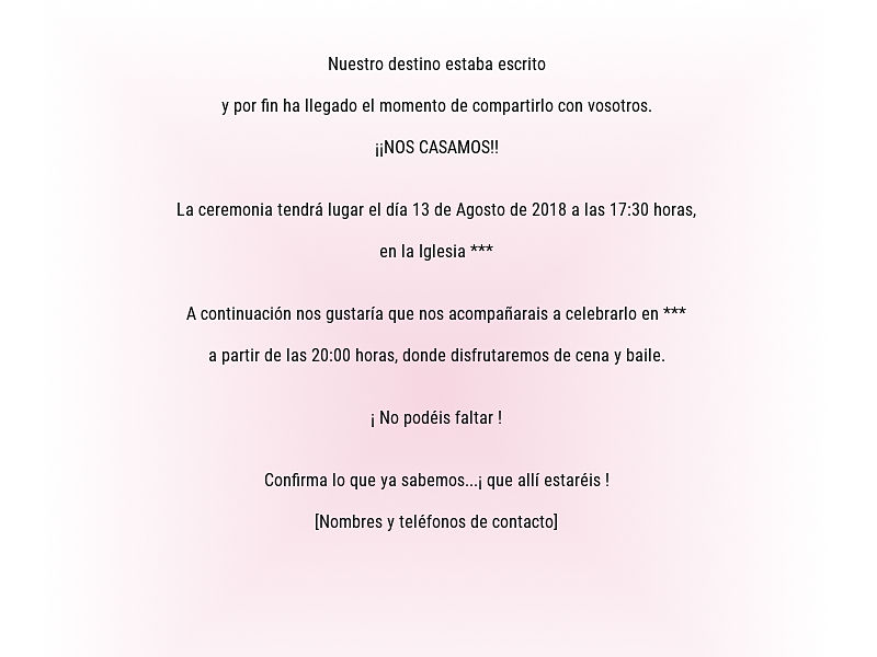 Textos para invitaciones de boda divertidos
