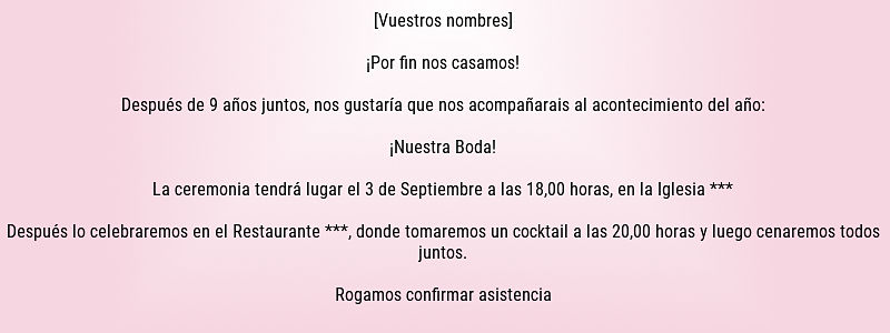 Textos para invitaciones de boda sencillos