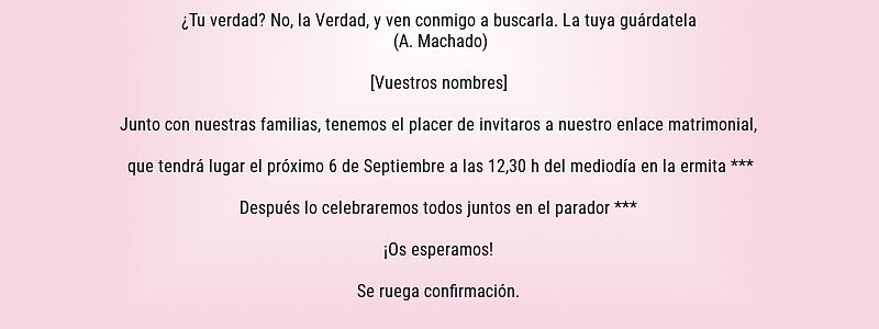 Textos para invitaciones de boda personales