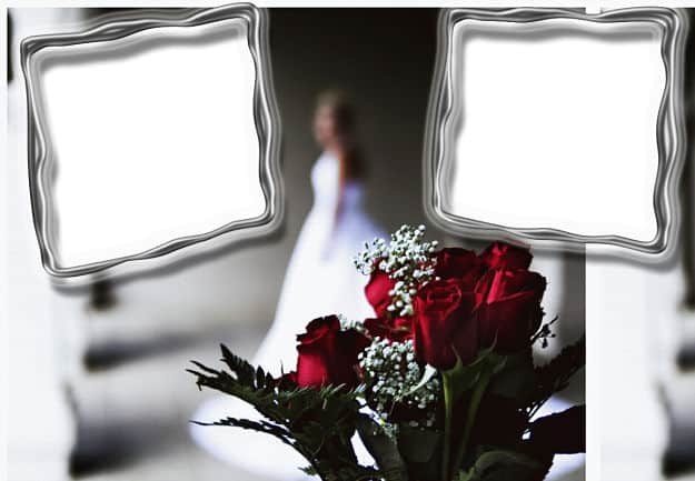 Ramo rosas rojas con dos marcos