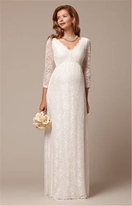 Vestido de encaje y manga larga para novia