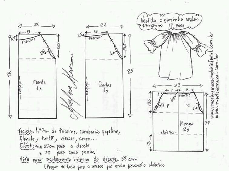 Moldes para vestidos de niña de 14 años